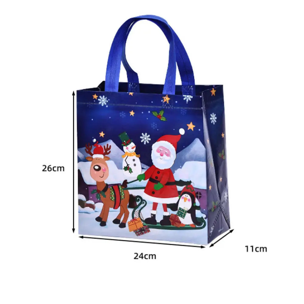 1pc Christmas Non-Woven Fabric Tote Bags New Year Candy Gift Packaging Santa Claus Kids Holiday Happy Year Party Favors