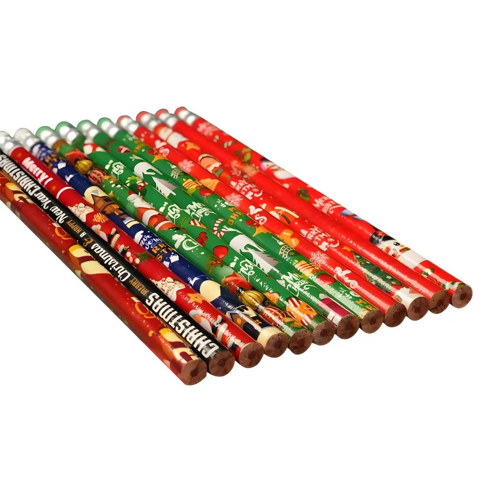 12-36Pcs 19cm Christmas Pattern Pencils Children's Birthday Party Baby Shower Christmas Carnival Gift Kindergarten Reward Pack