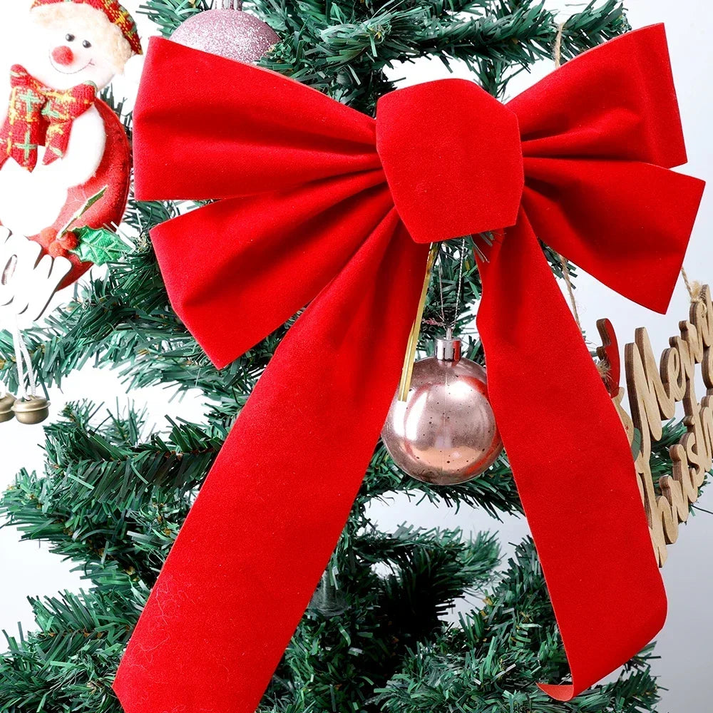 Big Bowknot Red Ribbon Christmas Tree Topper Decoration Red Bow Xmas Wedding Decor for Home Front Door Pendant Decor Party Prop