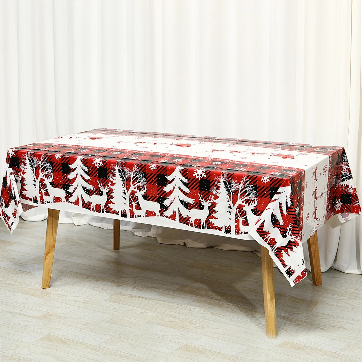 Christmas Disposable Tablecloth Christmas Decorations for Home 2024 Table Cover Navidad Noel New Year Gifts Dining Table Decor