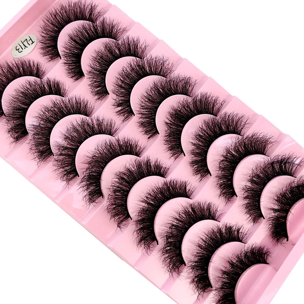 10 Pairs Faux Mink Eyelashes Handmade False Eyelashes Natural Nude Makeup Simulation Cross Messy Eye 3D Curly Eyelashes