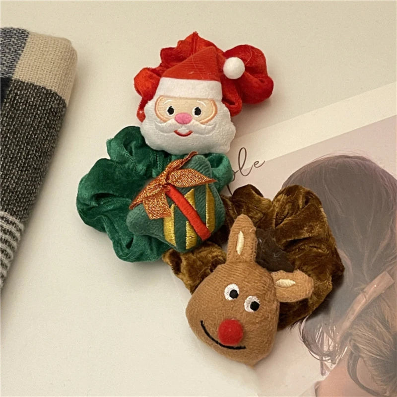 Cartoon Christmas Halloween Elastics Hair Ties Bracelet Santa Claus Christmas Tree High Ponytail Hair Rope Hair Accessories Gift