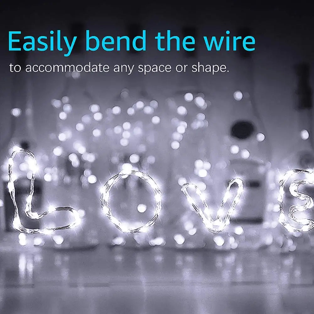 Copper Wire LED Fairy Lights Mini Garland 1m 2m CR2032 Battery String Lights Christmas Tree New Year Wedding Party Gift Decor