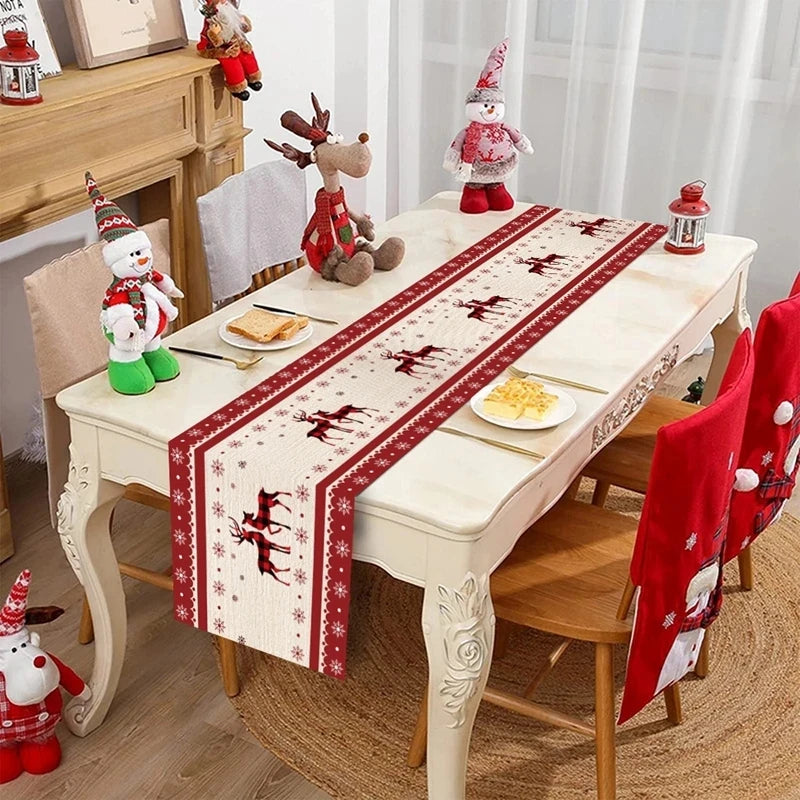 Christmas Table Runner Merry Christmas Decoration for Home Table 2024 Xmas Ornament Navidad Notal Noel Happy New Year Gifts 2025