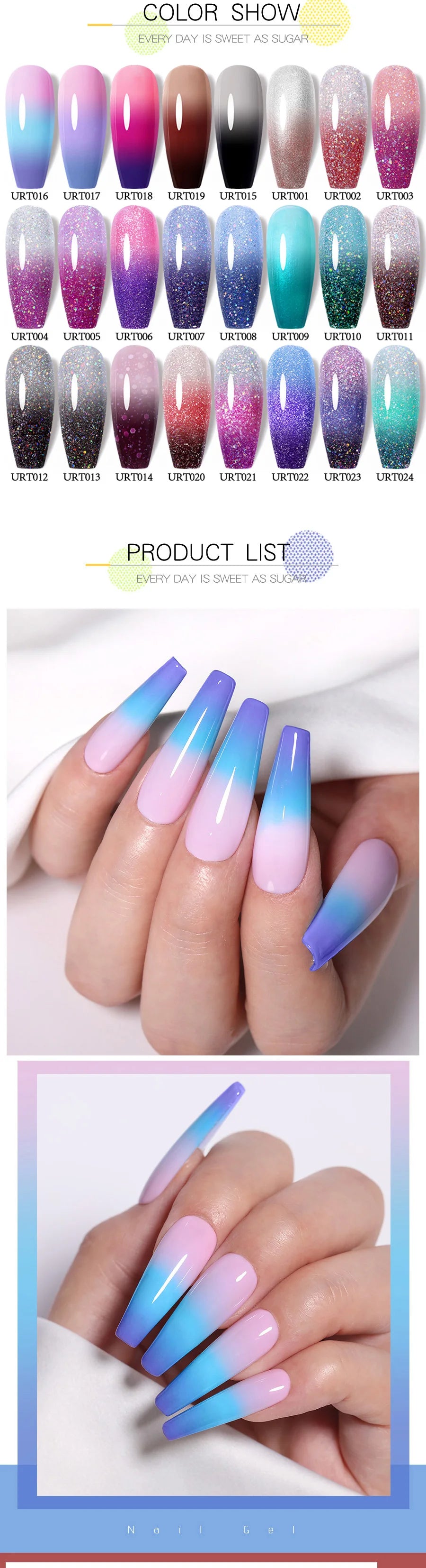 UR SUGAR 7.5ml Temperature Color Changing Gel Nail Polish 3 Layers Thermal Semi Permanent UV LED Vernis Nail Art Manicure