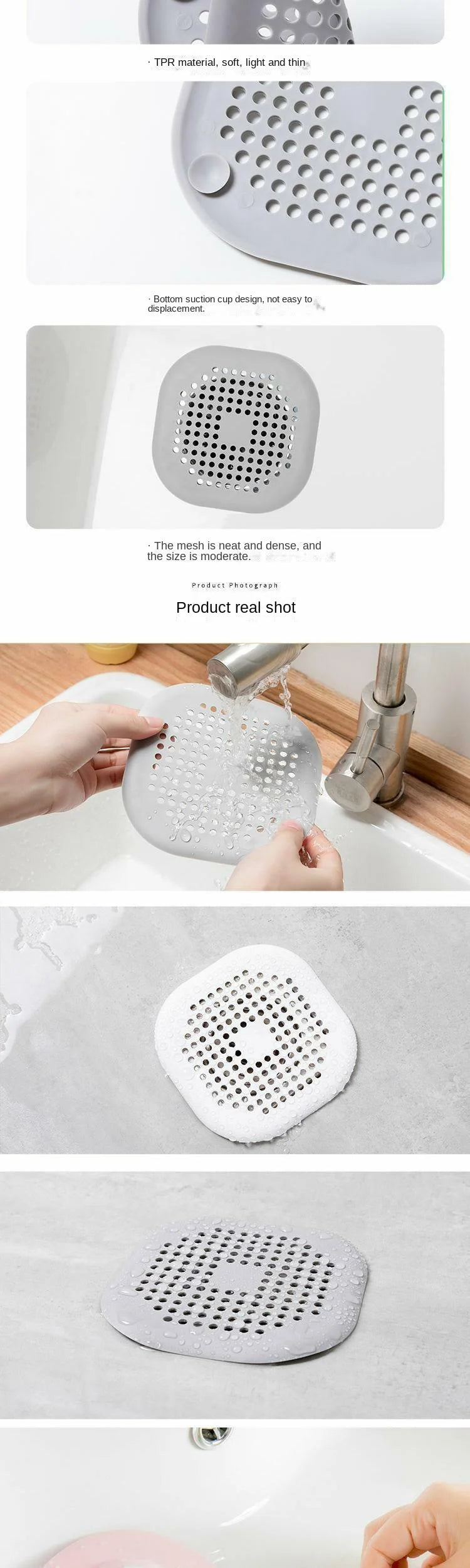 Square Silicone Floor Drain Sticker Bathroom Sewer Hair Filter Drain Cover Home Bathroom Floor Drain Mat