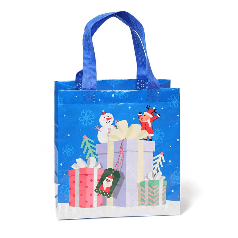 2024 New in Christmas Gift Bags Cartoon Cute Santa Elk Snowman Printing Non Woven Handbag Hot Pressing Party Supplies Ornaments