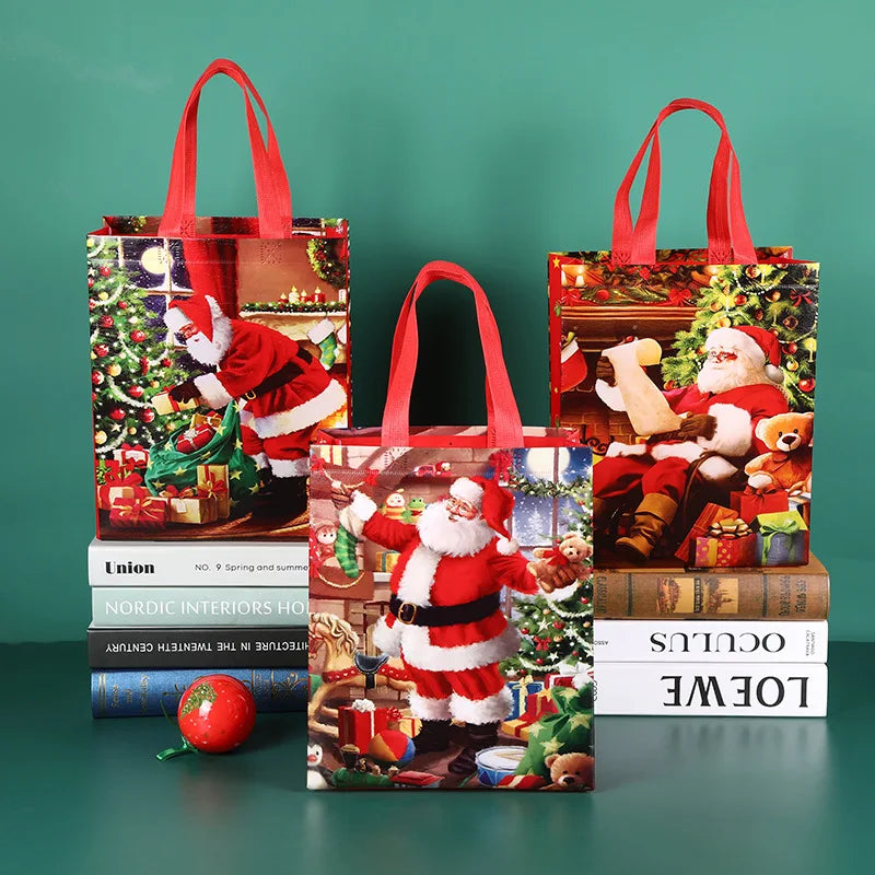 New Year Merry Christmas Gift Bag Snowman Santa Claus Candy Gift Packaging Bag Non-Woven Folding Bag Home Deco Navidad Noel 2024