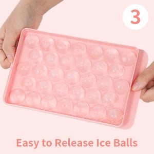 33PCS Round Ice Balls,Ice Trays for Freezer Is Easy to Release & Sturdy- Small Pellet Ice Maker for Drinks, Coffee and Cocktails