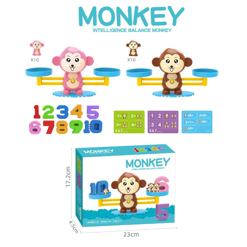 Monkey Balance Math Toy Baby Montessori Early Educational Balancing Scale Toys Teaching Material Table Games Interactive Gifts