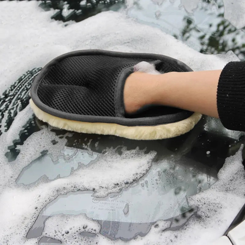 Car Washing Imitation Wool Gloves Thickened Plush Car Wiping Gloves Waxing Polishing Car Cleaning Products