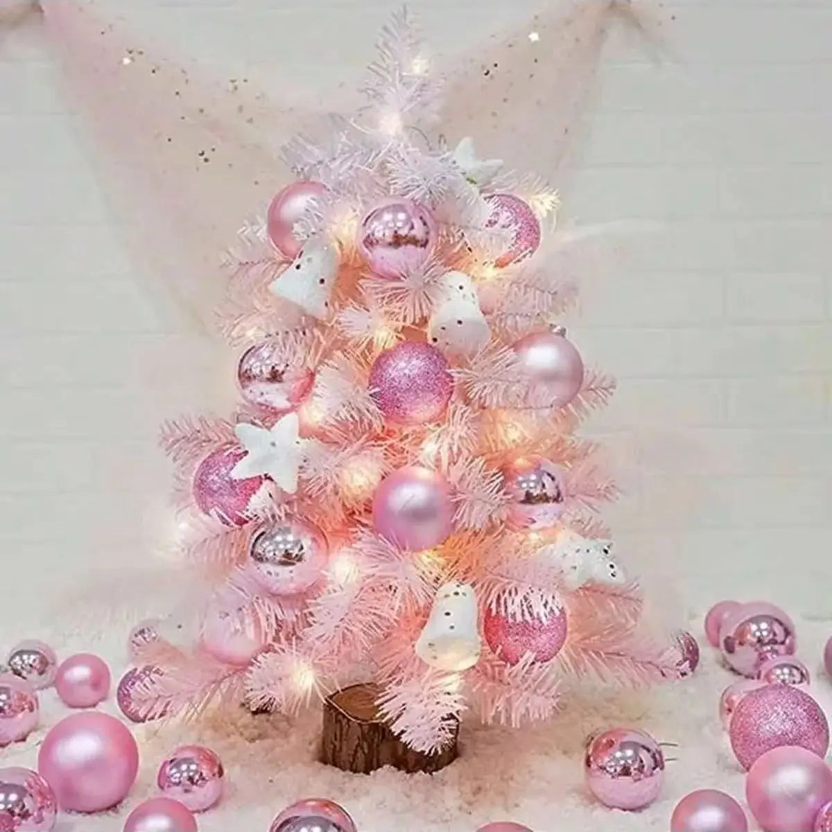 24pcs 4cm mini pink gold silver Christmas hanging ball Christmas tree home decoration hanging ball