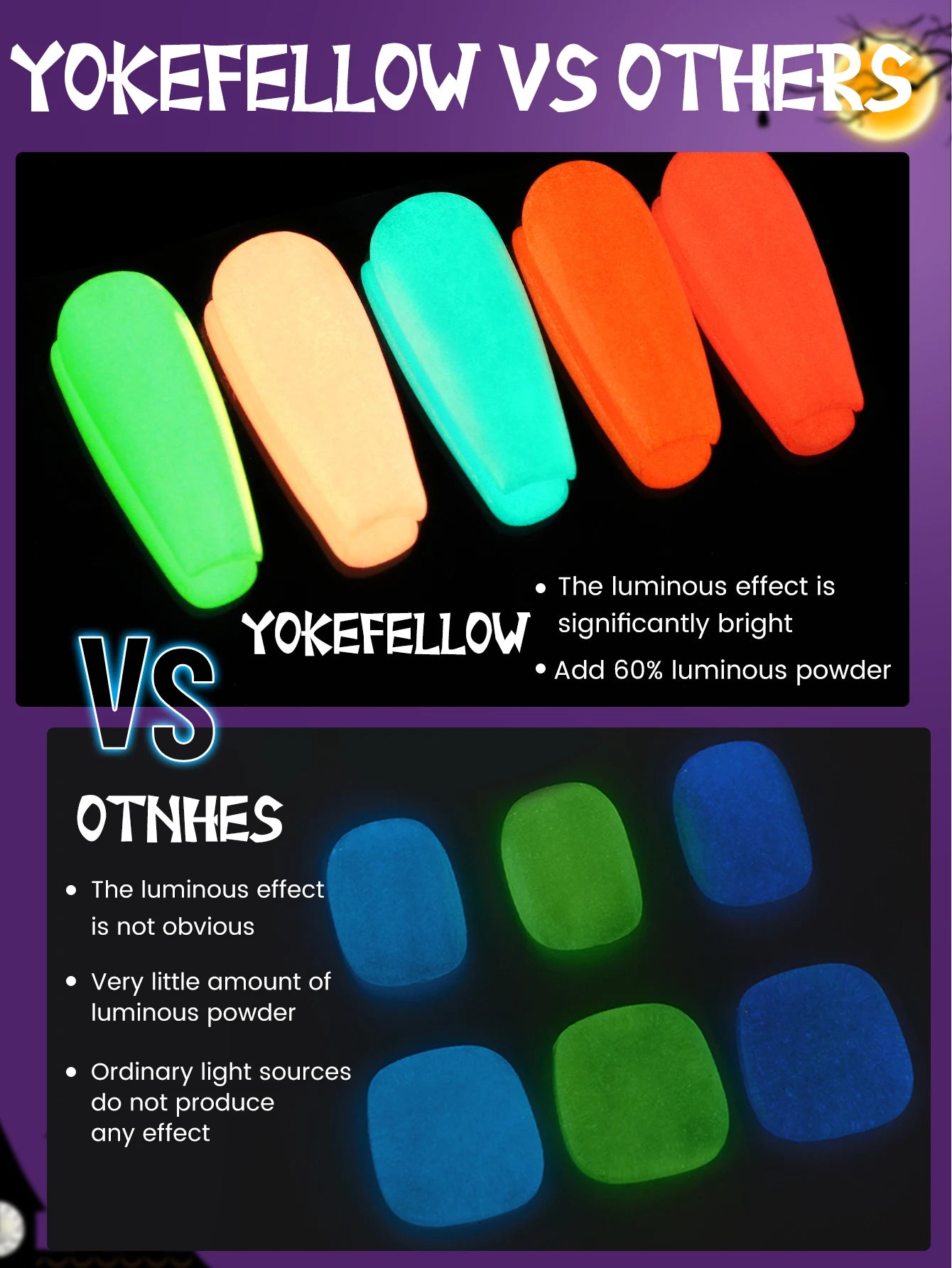 YOKEFELLOW 10ML Glow in the dark Gel Nail Polish Luminous Neon Gel Polish Summer Semi Permanent Soak Off Nail Art UV Varnish