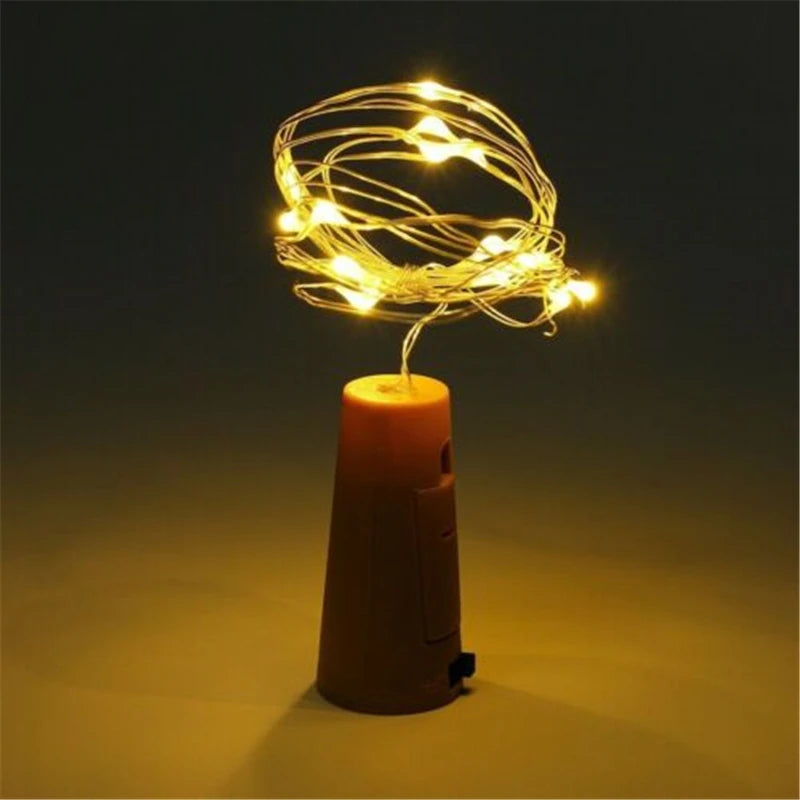 1pcs 1M 2M LED string lights Copper Silver Wire Fairy Light Garland Bottle Stopper For Glass Craft Wedding Christmas Decoration