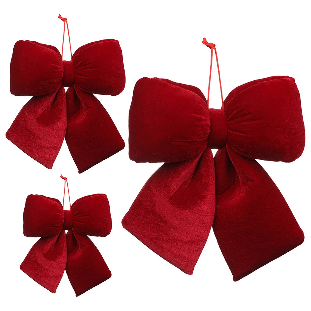 Christmas Bows Hanging Decorations Red Bowknot Christmas Tree Bowknot Baubles Ornaments New Year Xmas Tree Pendant Party Decora