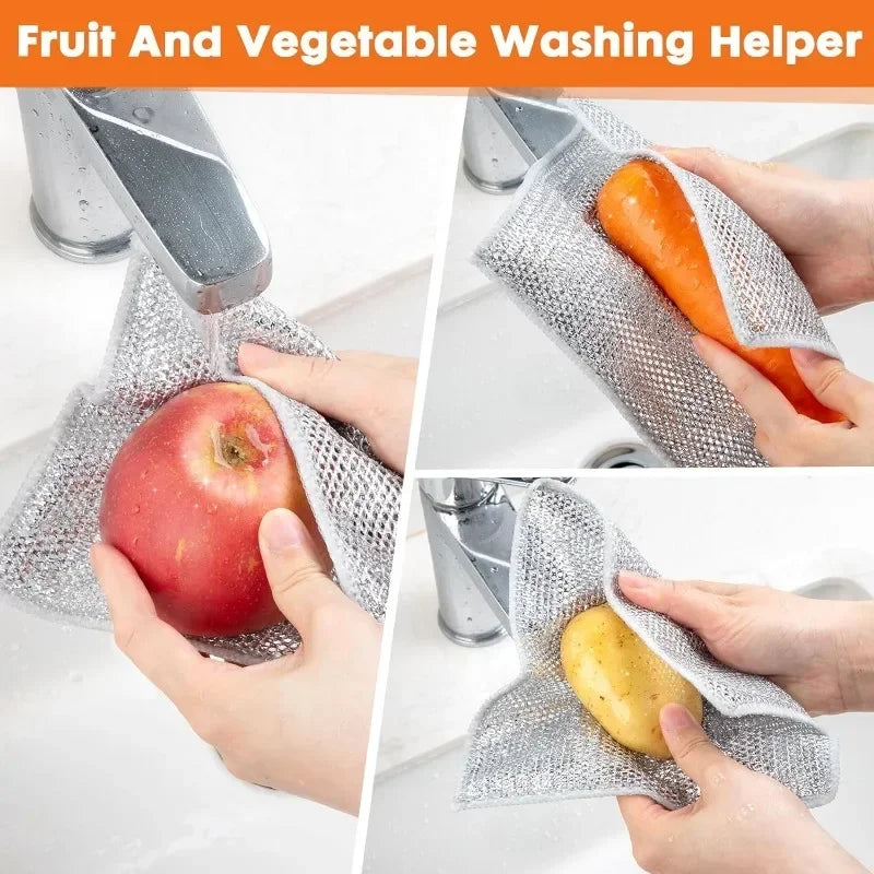 Wholesale Metal Steel Wire Rags Cloth Home Kitchen Pot Pan Dishwashing Double-sided Dishcloth Cleaning Cloths Towel Scrubber Rag