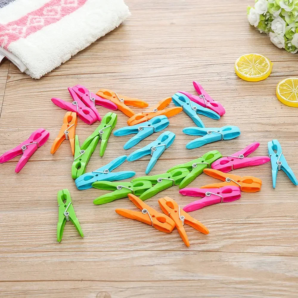 24Pcs Plastic Clothespin Sun Clothes Small Clip Travel Plastic Clip Drying Clothespin Fixed Clothes Windproof Clothespin