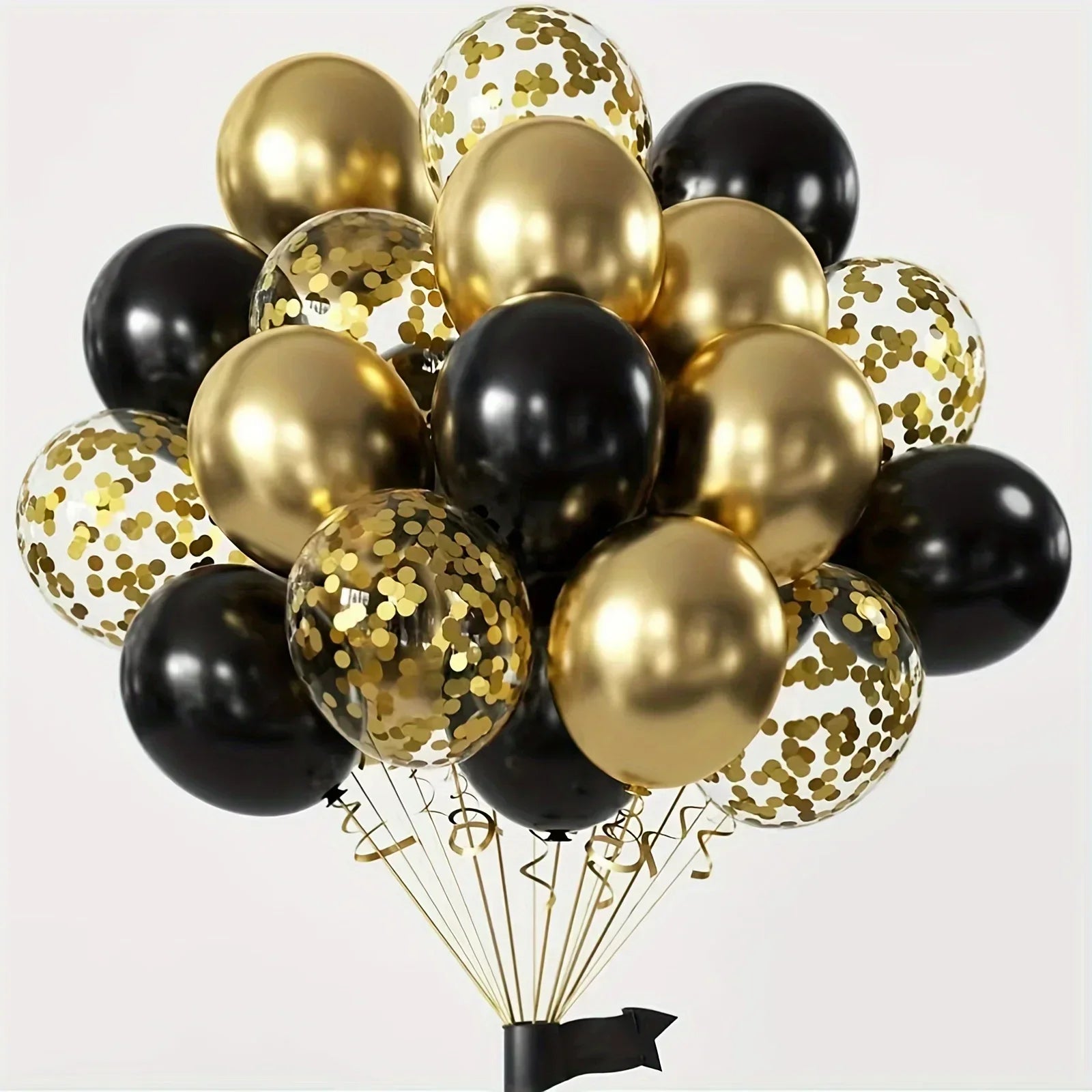 16pcs Black Metallic Sequin Balloons for Birthday Wedding Graduation Party Balloon Decoration