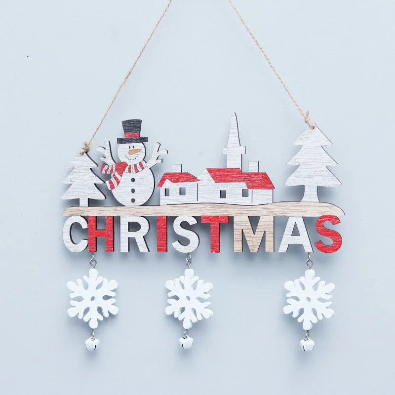 2024 Wooden Christmas Pendants Door Wall Xmas Decor Christmas Tree Hanging Ornaments Happy New Year 2025 Naviidad Decor For Home