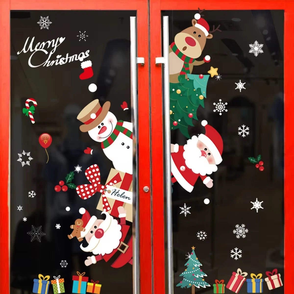 Christmas Wall Window Stickers Marry Christmas Decoration For Home 2024 Christmas Ornaments Xmas Navidad Gift New Year 2025