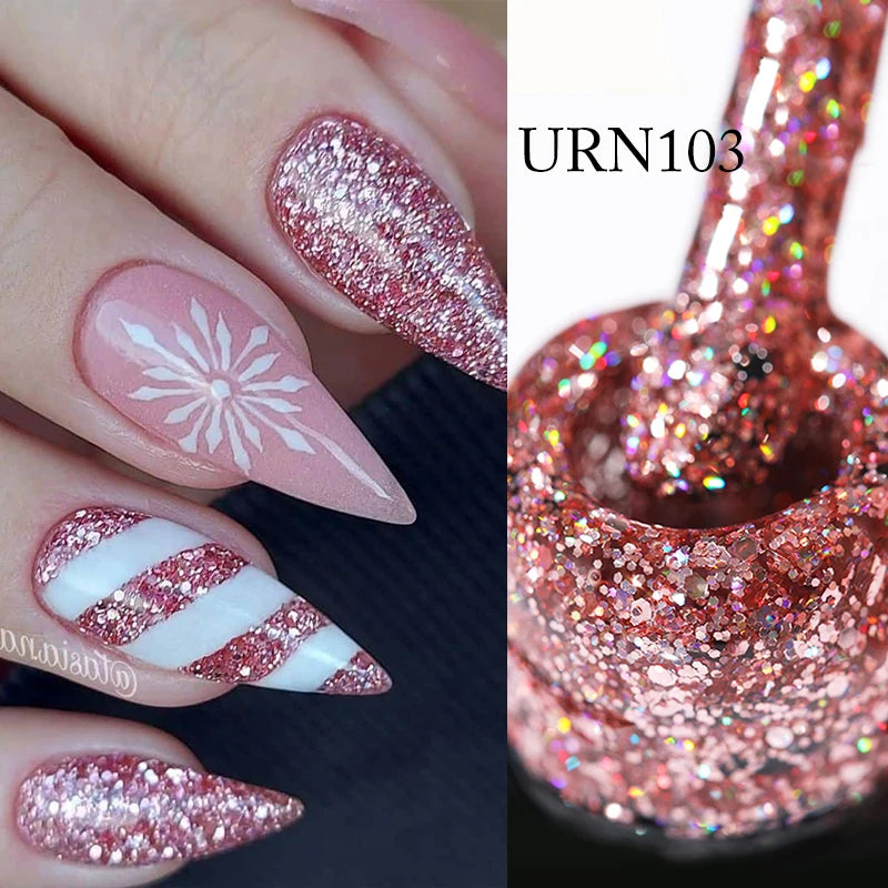 UR SUGAR 7.5ml Glitter Sequins Gel Nail Polish Manicure Winter Christmas Festival Nail Gel UV LED Soak Off Nail Art Gel Varnish