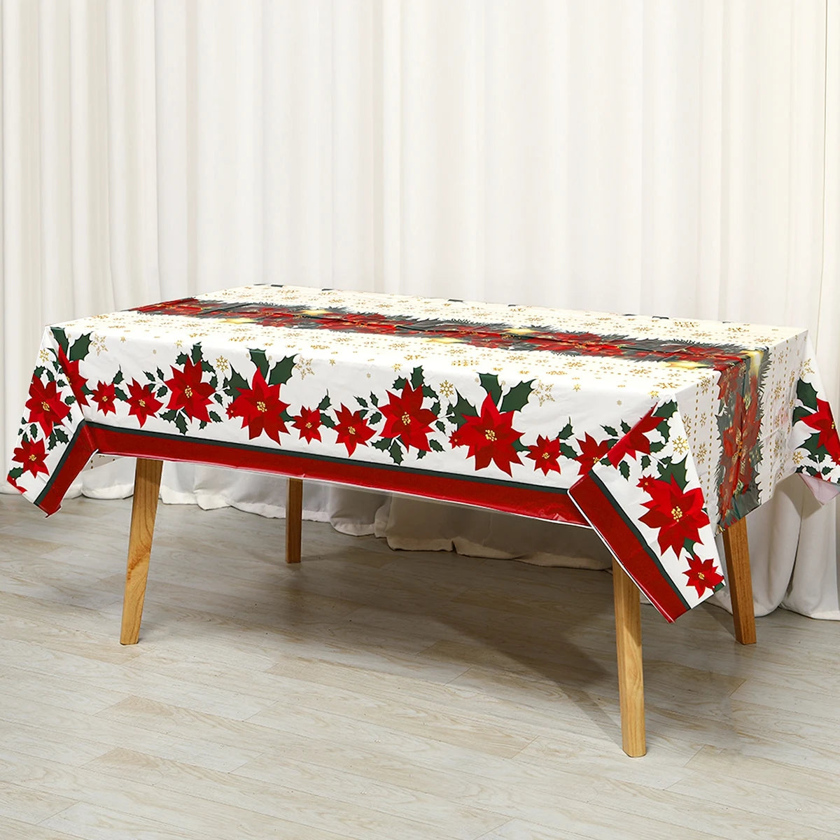 Christmas Disposable Tablecloth Christmas Decorations for Home 2024 Table Cover Navidad Noel New Year Gifts Dining Table Decor