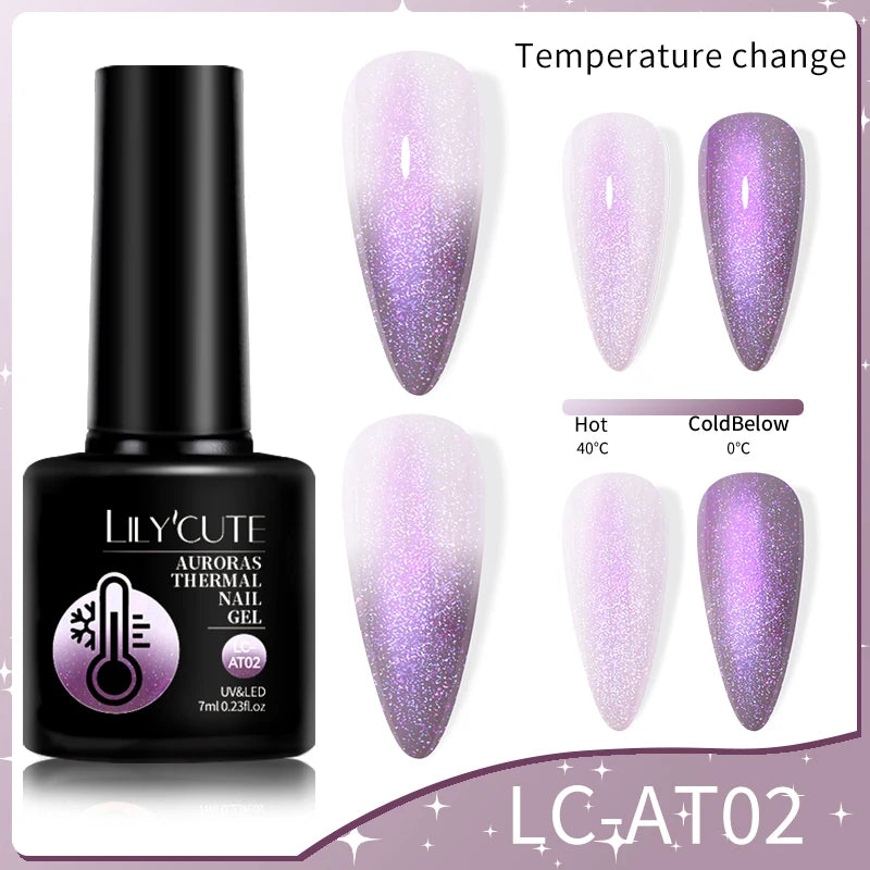 LILYCUTE 7ML Thermal Gel Nail Polish Ultra-thin Temperature Color Changing Gel Polish Semi Permanent UV Gel Nail Art Gel Varnish