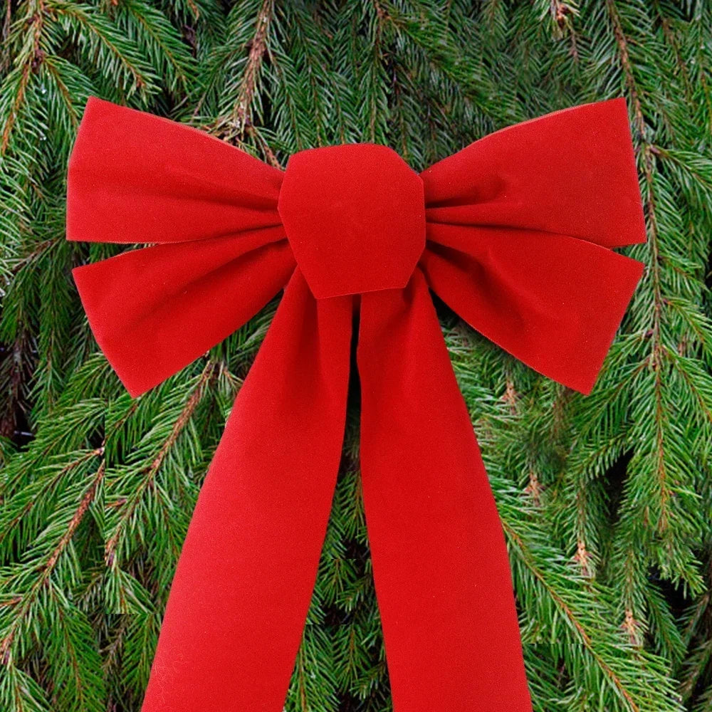 Big Bowknot Red Ribbon Christmas Tree Topper Decoration Red Bow Xmas Wedding Decor for Home Front Door Pendant Decor Party Prop