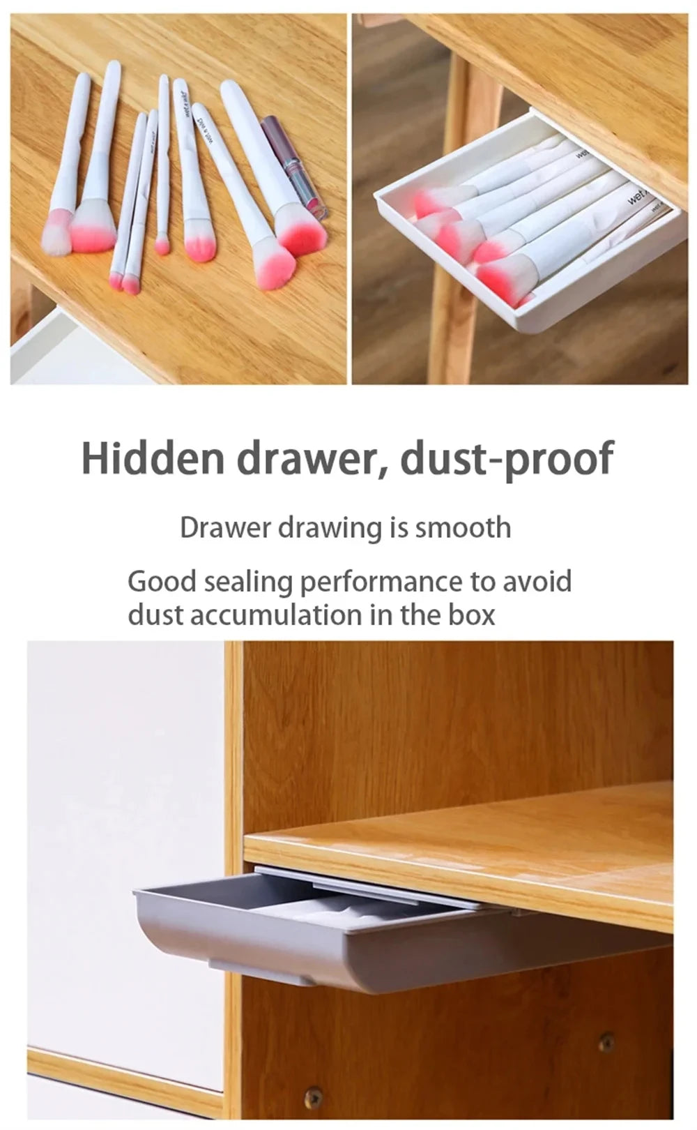 Hidden Storage Box Desk Storage Drawer Self-Adhesive Plastic Table Storage Holder Simple Sundries Cosmetics Stationery Organizer