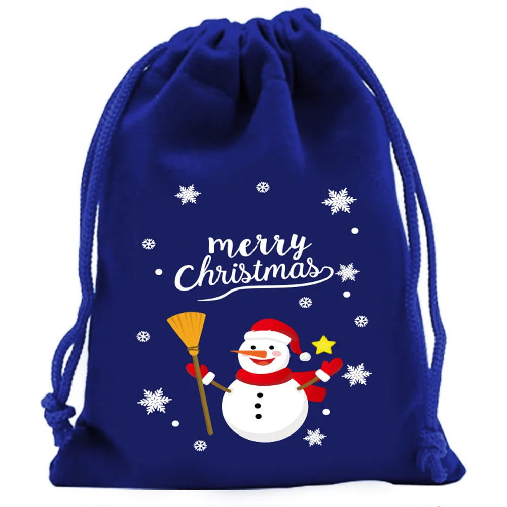 1pc Xmas Velvet Bags Small Candy Gift Bag Drawstring Pouch Christmas Party Favor Boutique Jewelry Packaging Bags 2025 New Year