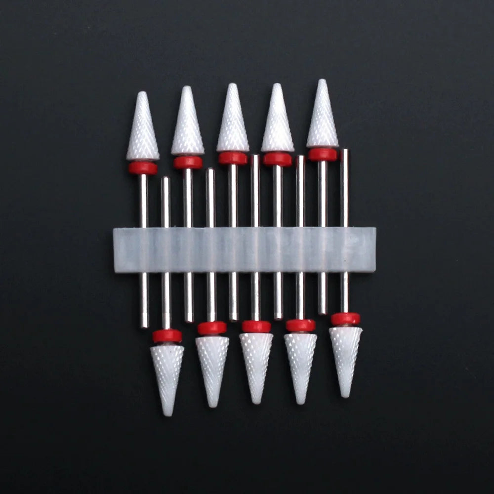 10pcs Ceramic Nail Drill Bits Set Milling Cutter for Electric Manicure Bit Flame Corn Files Pedicure Machine Polish Accesoires