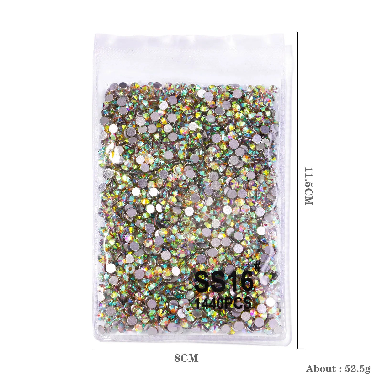 1440Pcs Clear/AB SS3-SS16 Nail Rhinestones Sparkly Glass Diamonds Round Flat-back Mini Rhinestone Nail Gems Manicure Accessories