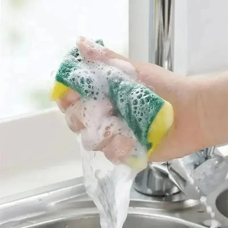 100/1Pcs Kitchen Dishwashing Sponge Soft Absorbent Clean Rub Pot Rust Scouring Pad Removing Kits Household Cleaning Brush Sponge