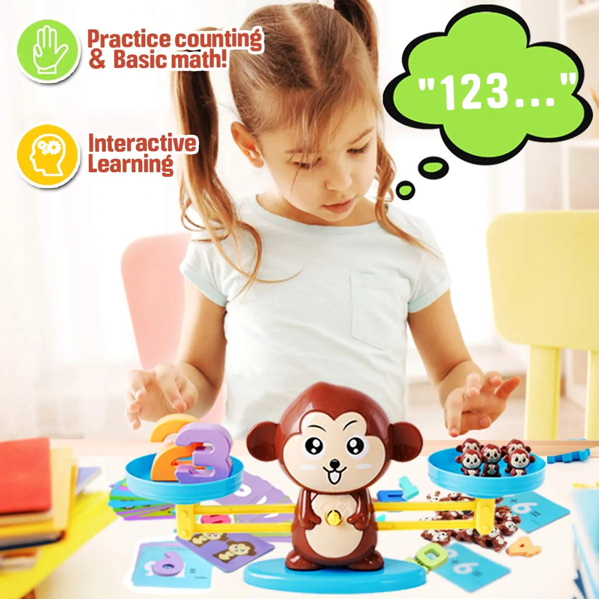 Monkey Balance Math Toy Baby Montessori Early Educational Balancing Scale Toys Teaching Material Table Games Interactive Gifts