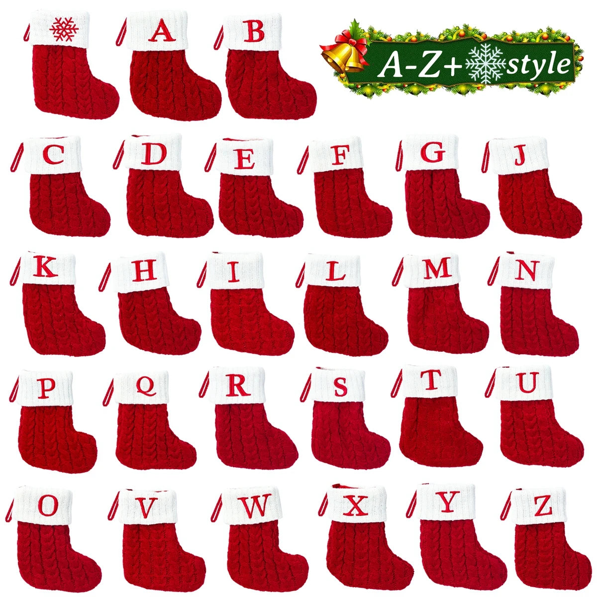 Christmas Socks Knitting Snowflake Letter Stocking Christmas Decoration For Home 2024 Xmas Tree Ornament Gift Navidad Natal 2024