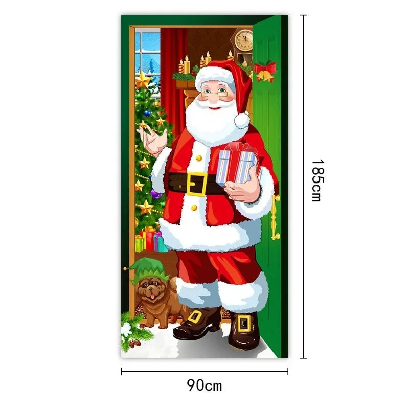 New Year Christmas Background Decoration Hanging Cloth Christmas Door Background Cloth Party Decoration Tapestry Door Cover