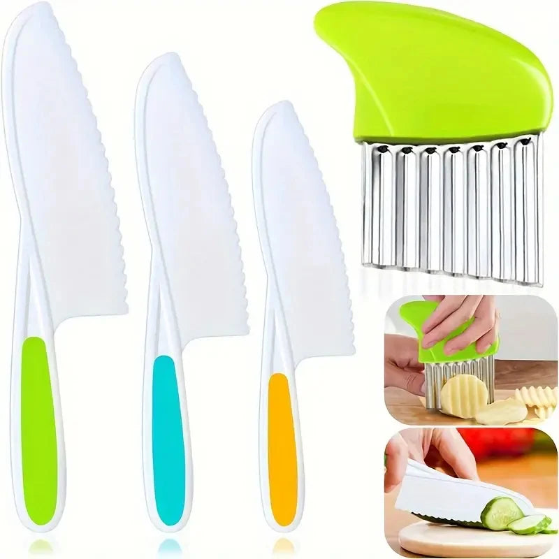 Kids Cooking Cutter Set Kids Knife Toddler Cutter Plastic Cake Fruit Knives Children DIY Peeler Tools Kitchen Accessories