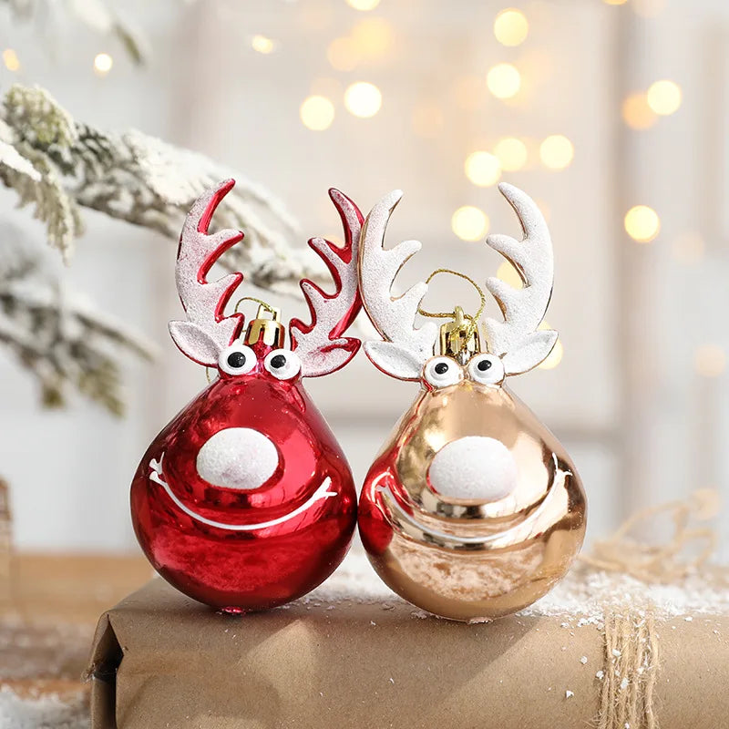 2pcs Elk Christmas Balls Ornaments Xmas Tree Hanging Bauble Pendant  Christmas Decorations for Home New Year Party Navidad 2024