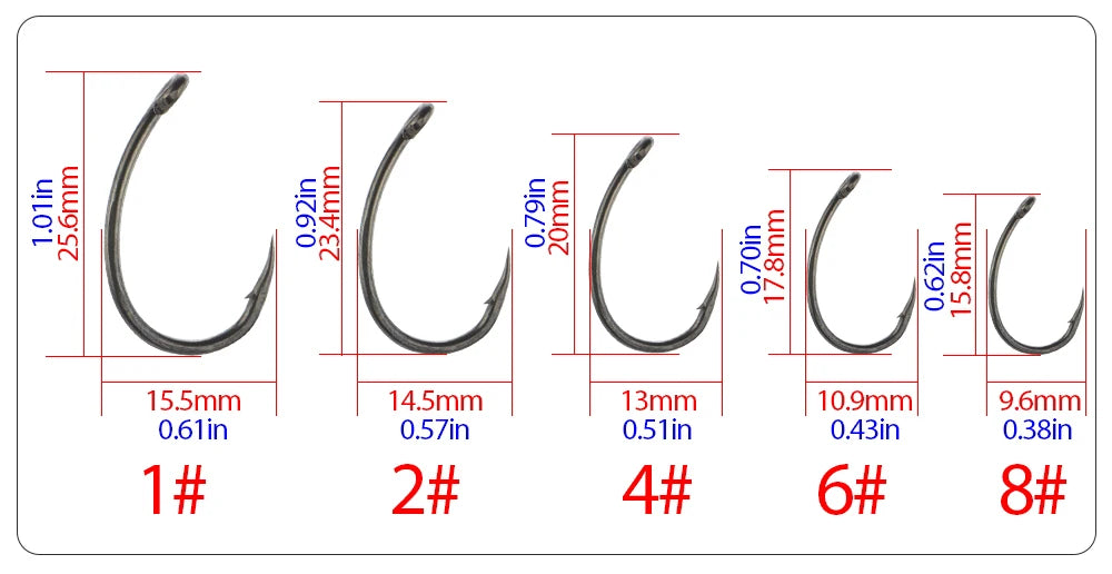 Hirisi 50pcs PTFE Coated High Carbon Stainless Steel Barbed Fish Hook With Eye Fishing Accessories 8031