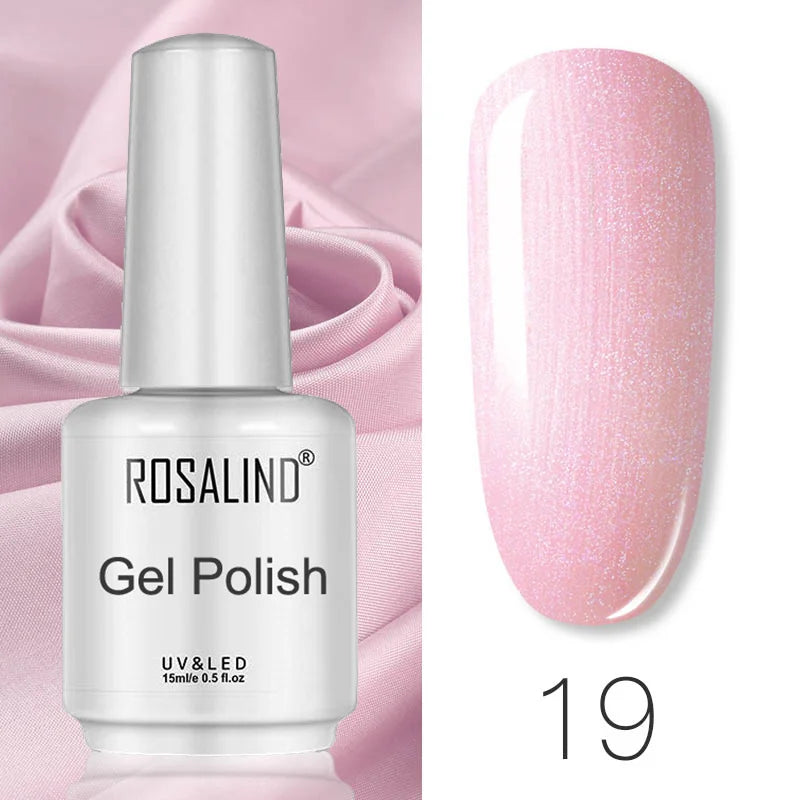 ROSALIND Mini/15ml Soak Off Pure Color Nail Gel Bright For Nail Art Design LED/UV Lamp Semi Permanent Need Base Top Coat