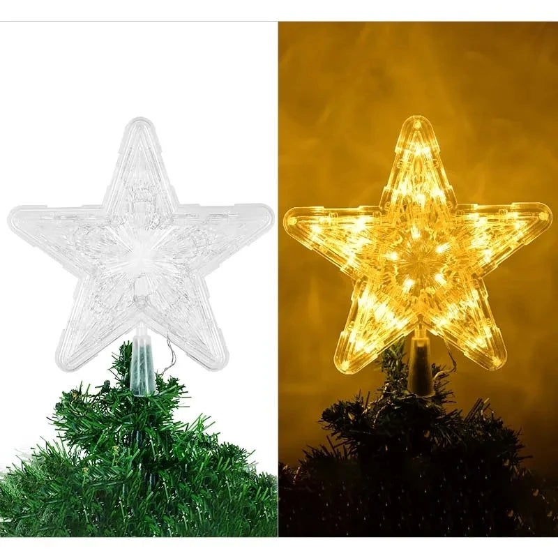 Christmas Tree Ornaments Top Stars LED Light Lamp Christmas Decorations For Home Xmas Trees New Year 2024 Navidad Natal Noel