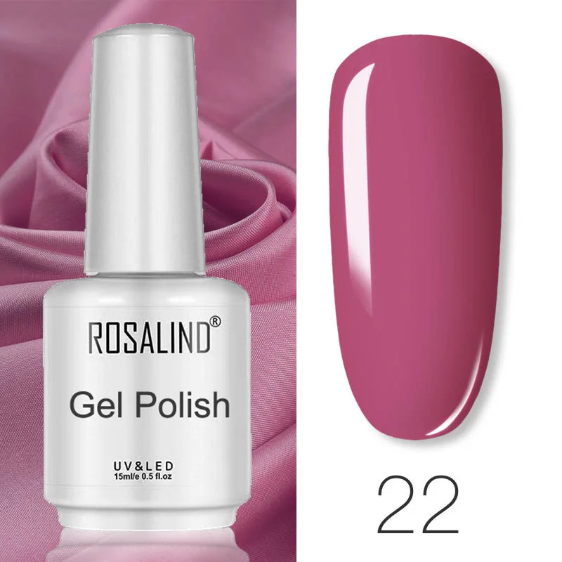 ROSALIND Mini/15ml Soak Off Pure Color Nail Gel Bright For Nail Art Design LED/UV Lamp Semi Permanent Need Base Top Coat