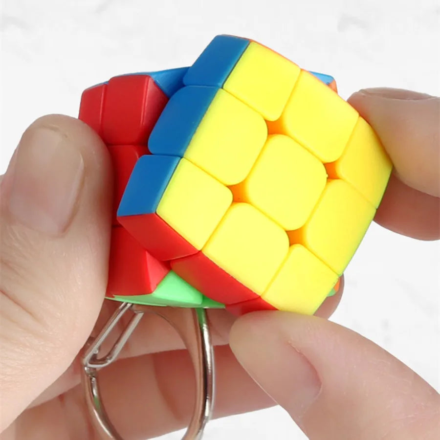 Sengso Key Chain 3x3 Mini Magic Cube 3x3 Bread Magic Tower KeyChain  Backpack decoration Cubo Magico Puzzle Toy Children Gift