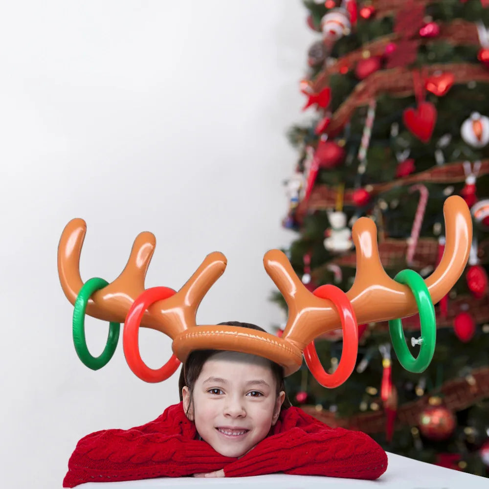 Home Inflatable Toys Christmas Inflatable Antler Ferrule Kids Inflatable Game Hoop Throwing Ring Toy Festive Atmosphere Props