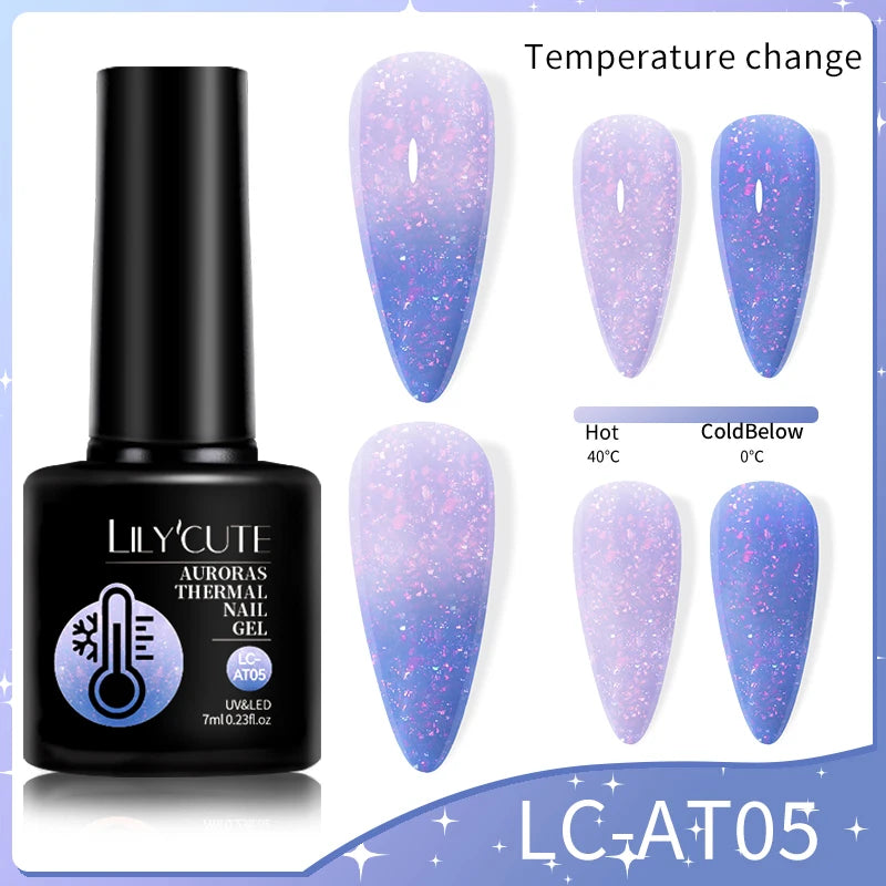 LILYCUTE 7ML Thermal Gel Nail Polish Ultra-thin Temperature Color Changing Gel Polish Semi Permanent UV Gel Nail Art Gel Varnish