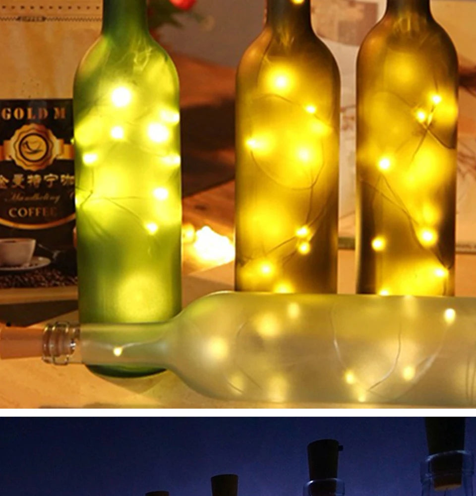 1M 2M 3M Wine Bottle Cork LED String Lights Holiday Fairy Lights Garland Christmas Tree Wedding Party Decor Bar Bottle Lights