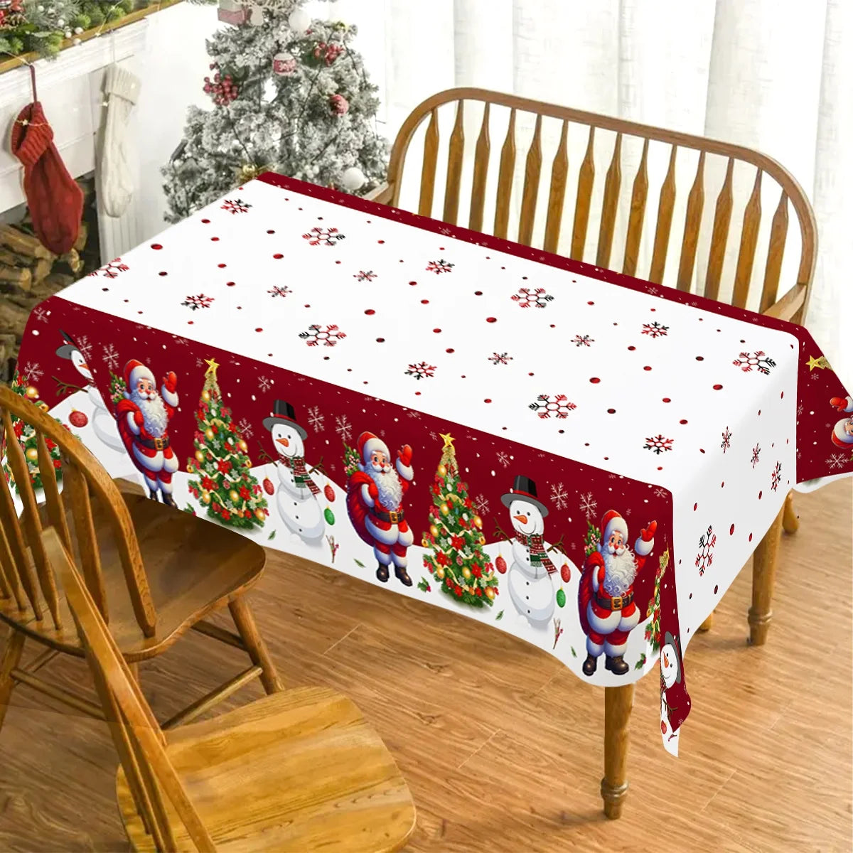 Christmas Disposable Tablecloth Christmas Decorations for Home 2024 Table Cover Navidad Noel New Year Gifts Dining Table Decor