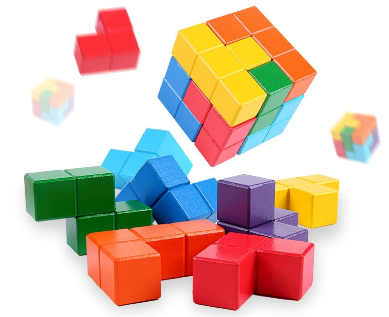 NEW 3D Wooden Children Early Educational Soma Cube Toys Montessori Puzzle Games Brain Challenge Game Sensory Toys for Kids