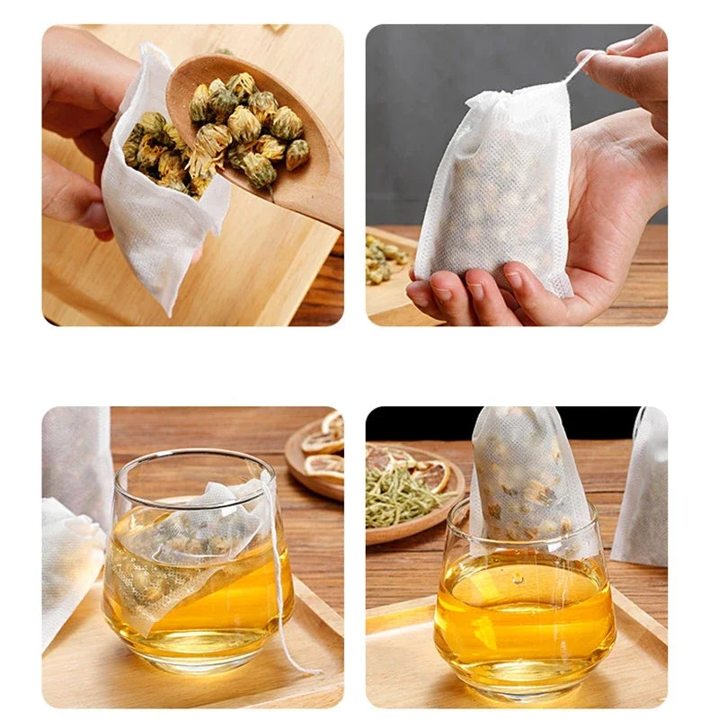 Disposable Teabags Empty Scented Tea Bags with String Heal Seal Filter Paper for Herb Loose Tea Kitchen Accessories Tools