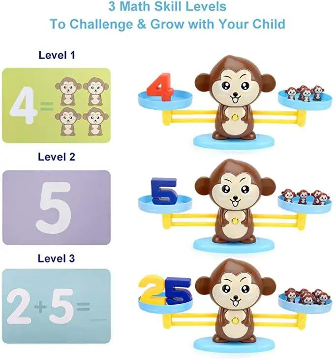 Monkey Balance Math Toy Baby Montessori Early Educational Balancing Scale Toys Teaching Material Table Games Interactive Gifts